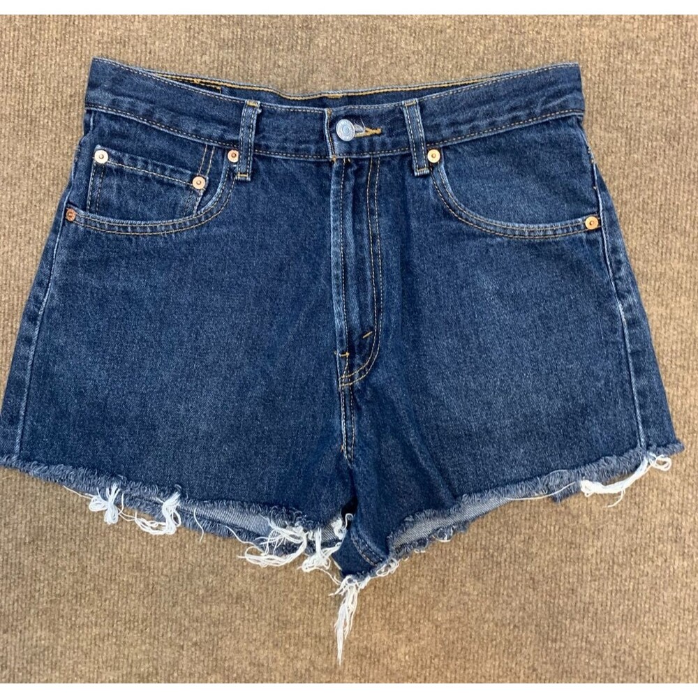 Levis 569 Shorts Womens 18 High Rise Relaxed Cut-Off Beach Pool Y2K Dark Denim